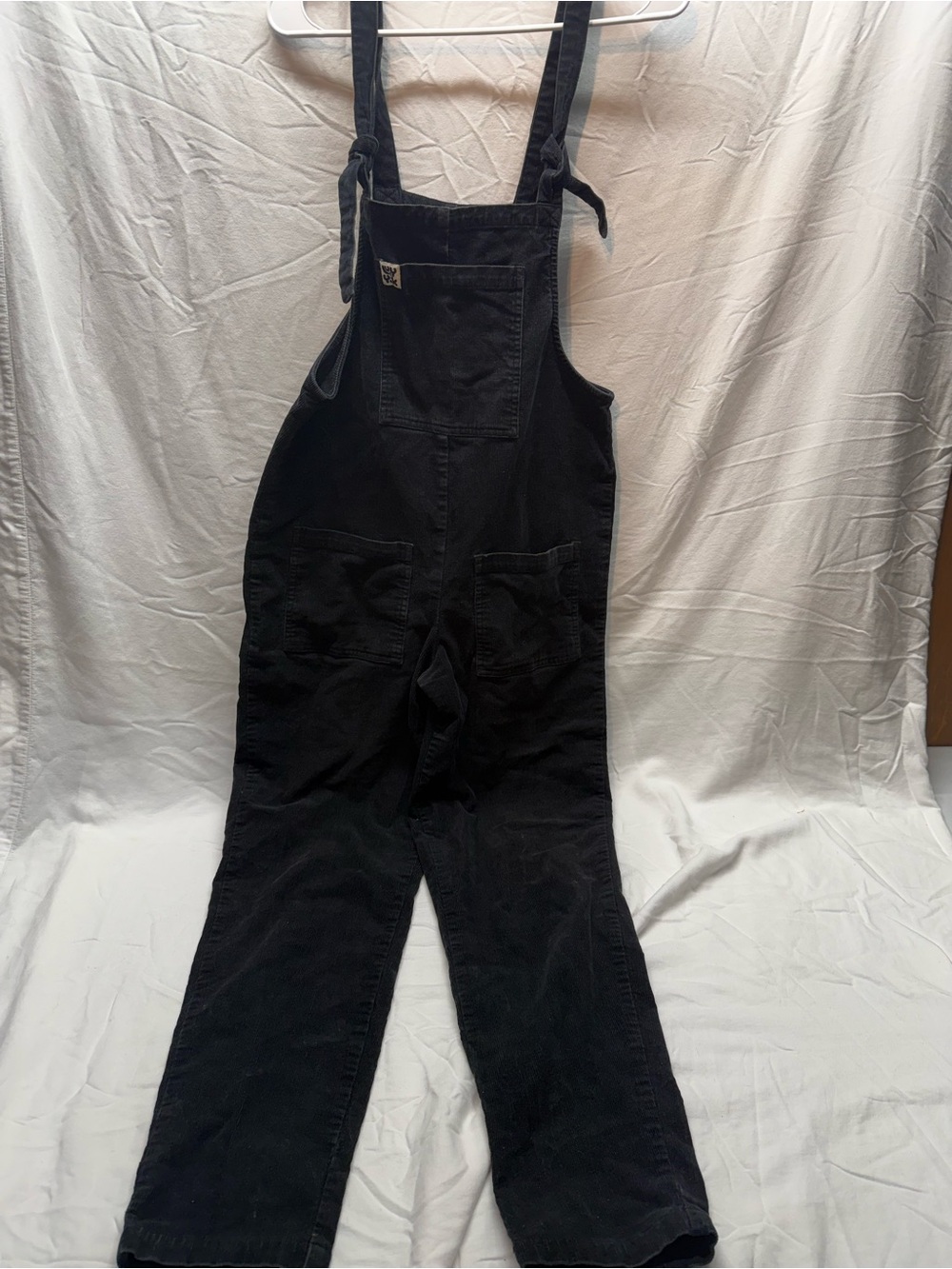 Lucy & Yak Original Black Corduroy Dungarees Overalls Tie Strap